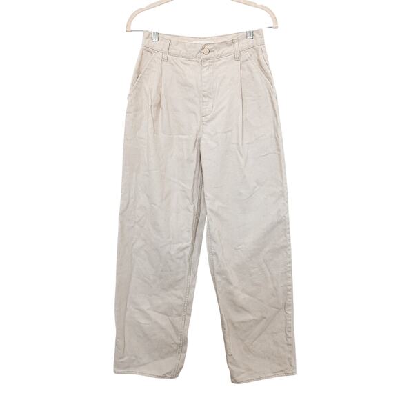 Oak + Fort High Waist Wide Leg Denim Cropped Jeans in‎ Cream Womens Size 2 - Picture 3 of 10